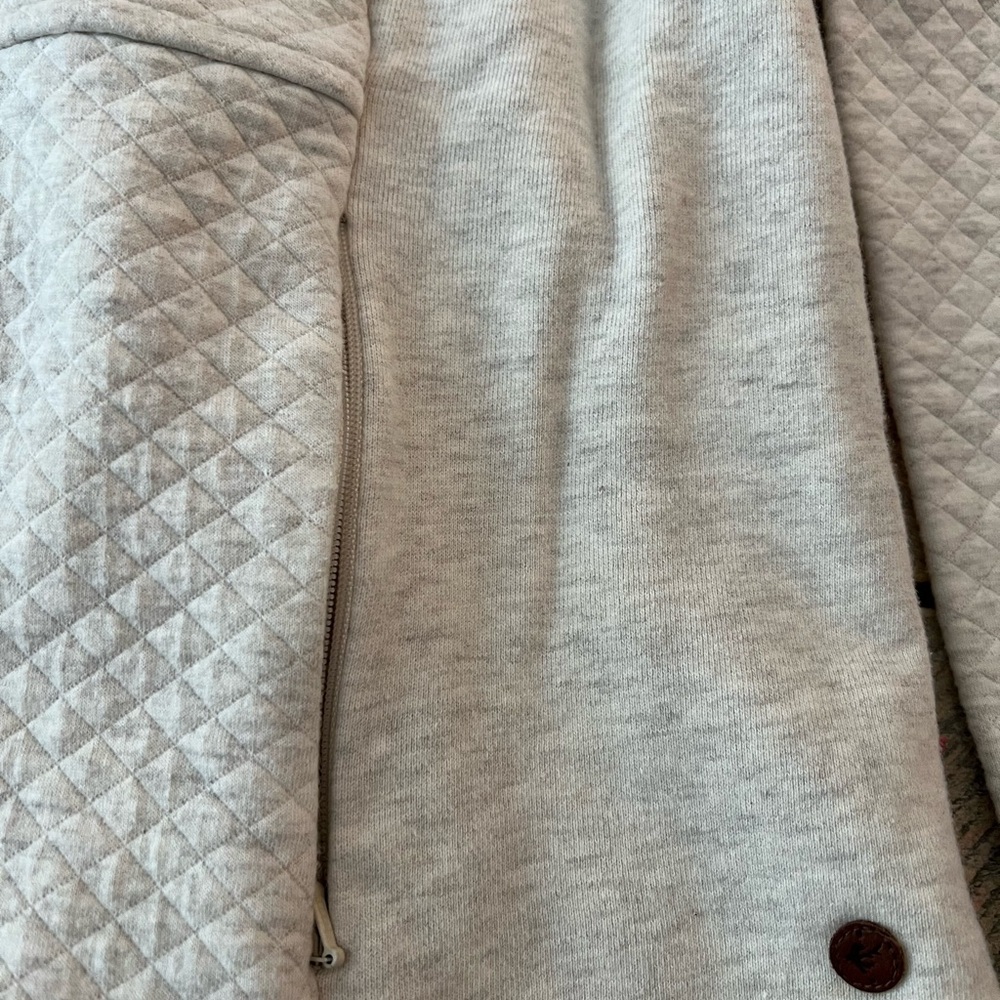 Orvis Quilted Sweatshirt Women XL Oatmeal Heather Excellent Diamond Stitch Zip - Picture 4 of 5